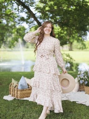 Dainty Jewells Cream Maxi Dress with Pink Floral Print